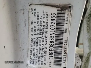 1992 Honda Civic z VIN 1HGEG8655NL072855, wystawiony jako Copart lot #53255425 z przebiegiem 217 200 mil mil oraz Czysty tytuł • Clean title. Historia ofert i sprzedaży dostępna na DreamBid. Obrazek 12.