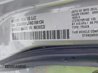 2022 Ram 2500 Laramie с VIN 3C6UR5FL6NG184134, выставлен на аукционе IAAI как лот 41228038 с пробегом 95 631 миль миль и . История ставок и продаж доступна на DreamBid. Изображение 9.