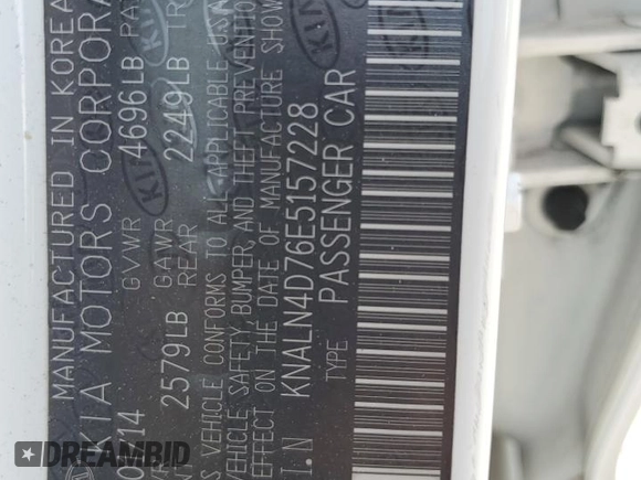 2014 Kia Cadenza Premium with VIN KNALN4D76E5157228, listed as a Copart auction lot 66576294 with 84,541 mi miles and Salvage Title. Bid and sale history available at carsss.com. Image 13.