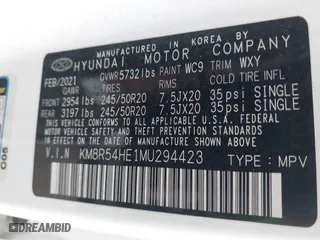 2021 Hyundai Palisade Limited with VIN KM8R54HE1MU294423, listed as a IAAI auction lot 41529375 with 75,477 mi miles. Bid and sale history available at carsss.com. Image 9.