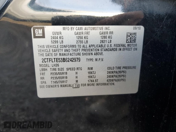 2011 GMC Terrain SLE-2 z VIN 2CTFLTE53B6242979, wystawiony jako Copart lot #82396214 z przebiegiem 121 454 mil mil oraz Czysty tytuł • Clean title. Historia ofert i sprzedaży dostępna na DreamBid. Obrazek 13.