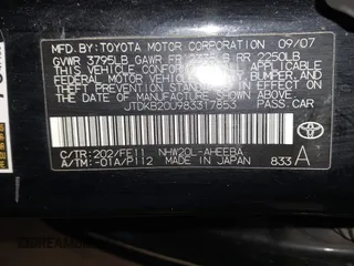 2008 Toyota Prius with VIN JTDKB20U983317853, listed as a IAAI auction lot 42083539 with 225,877 mi miles. Bid and sale history available at carsss.com. Image 9.