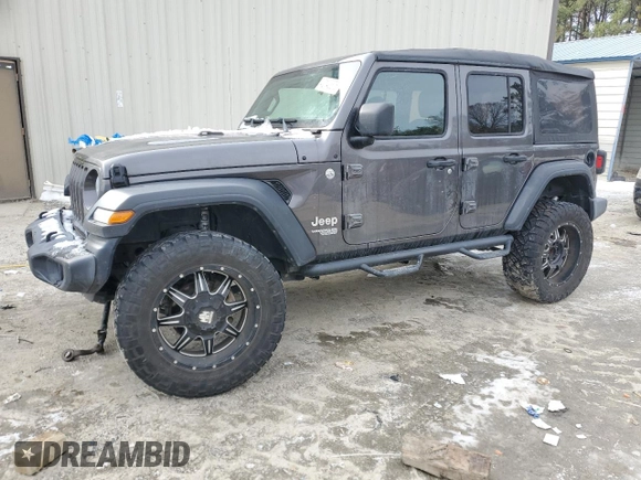 2019 Jeep Wrangler Unlimited Sport with VIN 1C4HJXDG0KW540190, listed as a Copart auction lot 42140675 with 66,470 mi miles and Salvage title. Bid and sale history available at DreamBid. Image 1.