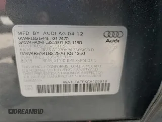 2012 Audi Q5 Premium Plus with VIN WA1LFAFPXCA105918, listed as a Copart auction lot 58535425 with 122,097 mi miles and Clean title. Bid and sale history available at DreamBid. Image 14.