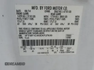 2014 Ford F-150 XL z VIN 1FTMF1CM3EKF27630, wystawiony jako Copart lot #66837895 z przebiegiem 189 717 mil mil oraz Czysty tytuł • Clean title. Historia ofert i sprzedaży dostępna na DreamBid. Obrazek 12.