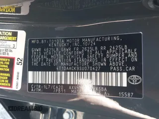 2025 Toyota Camry LE with VIN 4T1DAACK9SU070427, listed as a IAAI auction lot 41814689 with 2,934 mi miles and . Bid and sale history available at DreamBid. Image 9.