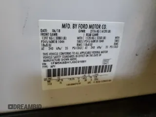 2018 Ford Explorer z VIN 1FM5K8BH1JGC01881, wystawiony jako Copart lot #83747304 z przebiegiem 130 218 mil mil oraz Czysty tytuł • Clean title. Historia ofert i sprzedaży dostępna na DreamBid. Obrazek 13.