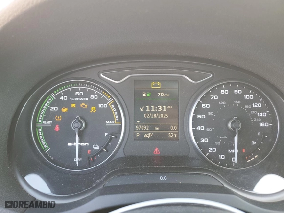 2016 Audi A3 e-tron Premium Plus with VIN WAUTPBFF1GA090325, listed as a Copart auction lot 47532375 with 97,092 mi miles and Clean Title. Bid and sale history available at carsss.com. Image 9.