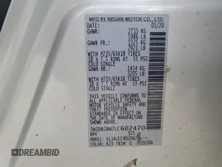 2020 Nissan Pathfinder SV with VIN 5N1DR2BN7LC602470, listed as a Copart auction lot 46803775 with 82,313 mi miles and Salvage Title. Bid and sale history available at carsss.com. Image 15.