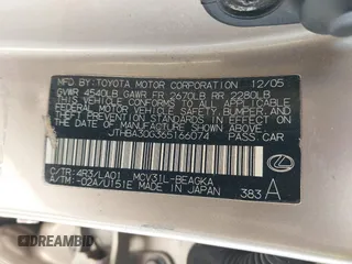 2006 Lexus ES 350 with VIN JTHBA30G365166074, listed as a IAAI auction lot 41291013 with 266,495 mi miles and . Bid and sale history available at DreamBid. Image 9.