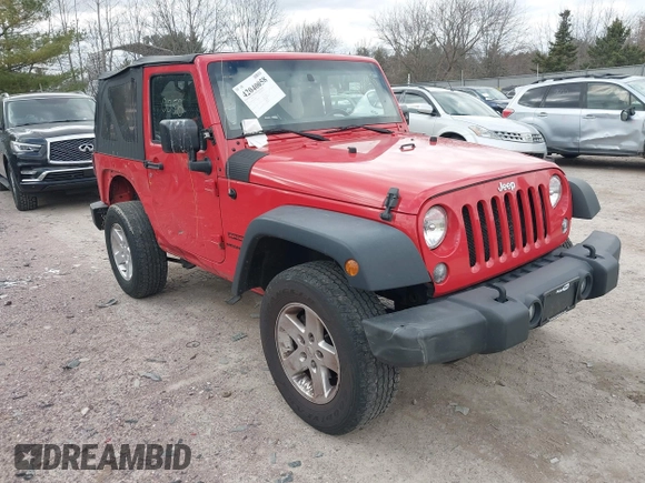 2015 Jeep Wrangler Sport with VIN 1C4GJWAGXFL686842, listed as a IAAI auction lot 42040058 with 154,091 mi miles. Bid and sale history available at carsss.com. Image 1.