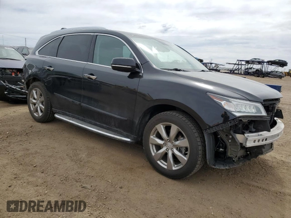 2014 Acura MDX Advance with VIN 5FRYD4H83EB024907, listed as a Copart auction lot 50043875 with 87,528 mi miles and Salvage Title. Bid and sale history available at DreamBid. Image 4.