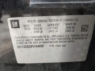 2015 Chevrolet Impala LT z VIN 2G1125S30F9194698, wystawiony jako IAAI lot #42156754 z przebiegiem 89 150 mil mil oraz . Historia ofert i sprzedaży dostępna na DreamBid. Obrazek 9.