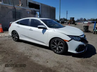 2018 Honda Civic Si with VIN 2HGFC1E54JH705569, listed as a Copart auction lot 49988875 with 76,589 mi miles and Salvage Title. Bid and sale history available at DreamBid. Image 4.