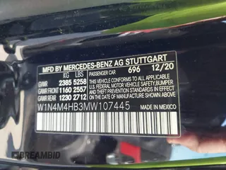2021 Mercedes-Benz GLB 250 z VIN W1N4M4HB3MW107445, wystawiony jako IAAI lot #41747940 z przebiegiem 103 514 mil mil oraz . Historia ofert i sprzedaży dostępna na DreamBid. Obrazek 9.