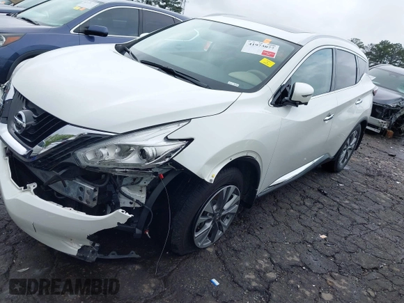 2016 Nissan Murano Platinum with VIN 5N1AZ2MG5GN126361, listed as a IAAI auction lot 41973077 with 124,624 mi miles and . Bid and sale history available at DreamBid. Image 2.