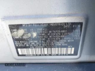 2013 Subaru Outback Limited with VIN 4S4BRBPC7D3274273, listed as a IAAI auction lot 42172627 with 257,261 mi miles and . Bid and sale history available at DreamBid. Image 9.