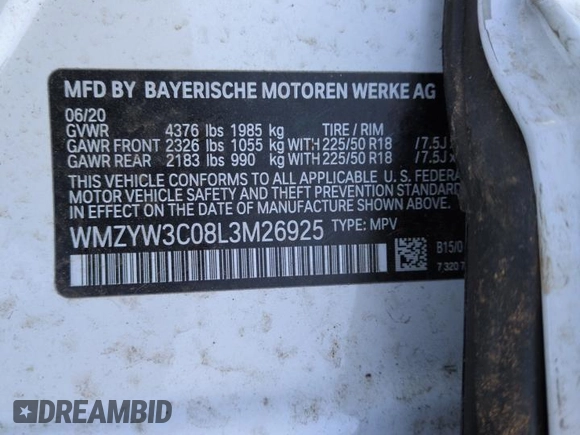 2020 MINI Countryman Oxford Edition with VIN WMZYW3C08L3M26925, listed as a Copart auction lot 81140074 with 0 mi miles and Salvage Title. Bid and sale history available at carsss.com. Image 12.