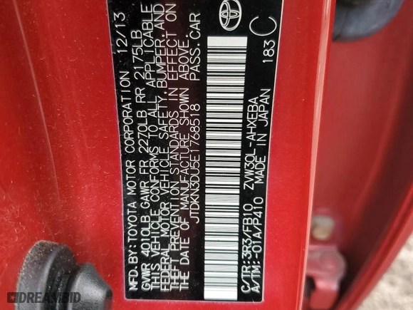 2014 Toyota Prius Four with VIN JTDKN3DU5E1768518, listed as a Copart auction lot 47026835 with 92,857 mi miles and Salvage Title. Bid and sale history available at carsss.com. Image 12.