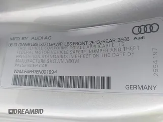 2014 Audi A5 Premium Plus z VIN WAULFAFH7EN001894, wystawiony jako IAAI lot #42082669 z przebiegiem 78 624 mil mil oraz . Historia ofert i sprzedaży dostępna na DreamBid. Obrazek 9.