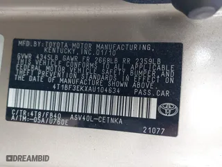 2010 Toyota Camry with VIN 4T1BF3EKXAU104634, listed as a IAAI auction lot 41904477 with 157,801 mi miles. Bid and sale history available at carsss.com. Image 9.