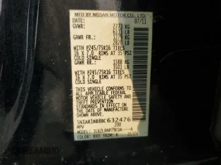 2011 Nissan Pathfinder S with VIN 5N1AR1NB8BC632476, listed as a Copart auction lot 59348985 with 202,440 mi miles and Salvage title. Bid and sale history available at DreamBid. Image 13.