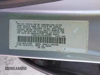 2002 Toyota Prius with VIN JT2BK12U120068005, listed as a IAAI auction lot 41937378 with 160,494 mi miles and . Bid and sale history available at DreamBid. Image 9.