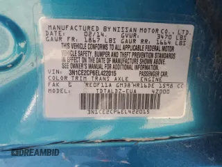 2014 Nissan Note SV с VIN 3N1CE2CP6EL422015, выставлен на аукционе Copart как лот 59112365 с пробегом 94 978 миль миль и Списание • Salvage title. История ставок и продаж доступна на DreamBid. Изображение 12.