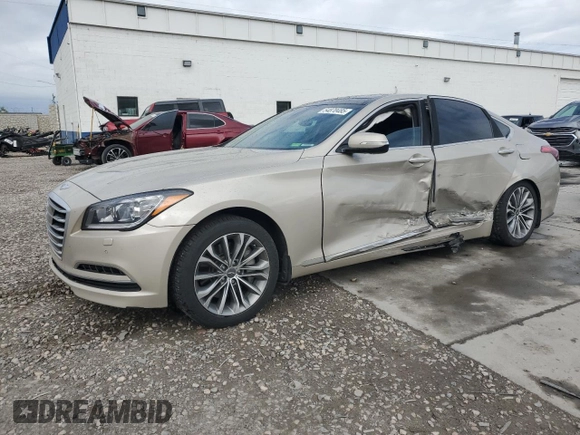 2015 Hyundai Genesis 3.8L z VIN KMHGN4JEXFU041783, wystawiony jako Copart lot #54870485 z przebiegiem 142 146 mil mil oraz Szkoda całkowita • Salvage title. Historia ofert i sprzedaży dostępna na DreamBid. Obrazek 1.