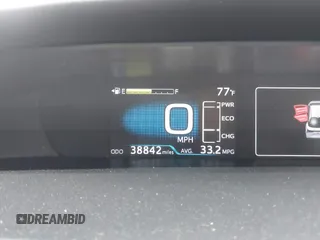 2021 Toyota Prius L Eco with VIN JTDKAMFU3M3140233, listed as a IAAI auction lot 42182685 with 38,842 mi miles and . Bid and sale history available at DreamBid. Image 16.