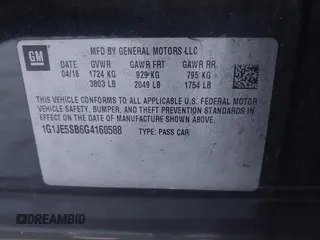 2016 Chevrolet Sonic LTZ z VIN 1G1JE5SB6G4160588, wystawiony jako IAAI lot #41843199 z przebiegiem 176 581 mil mil oraz . Historia ofert i sprzedaży dostępna na DreamBid. Obrazek 9.