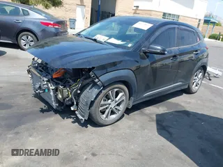 2020 Hyundai Kona Limited with VIN KM8K33AG7LU058922, listed as a IAAI auction lot 42173849 with 53,914 mi miles and . Bid and sale history available at DreamBid. Image 2.