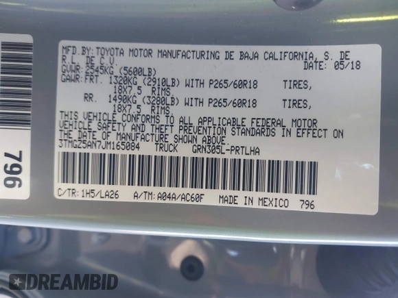 2018 Toyota Tacoma SR with VIN 3TMGZ5AN7JM165084, listed as a IAAI auction lot 41620305 with 21,010 mi miles. Bid and sale history available at carsss.com. Image 9.