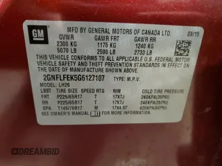 2016 Chevrolet Equinox LT with VIN 2GNFLFEK5G6127107, listed as a Copart auction lot 51999675 with 116,255 mi miles and Salvage Title. Bid and sale history available at DreamBid. Image 13.