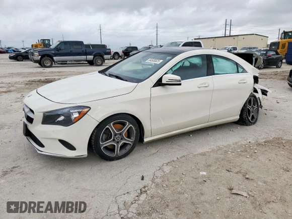 2018 Mercedes-Benz CLA 250 with VIN WDDSJ4GB1JN555893, listed as a Copart auction lot 54505525 with 81,945 mi miles and Salvage Title. Bid and sale history available at DreamBid. Image 1.
