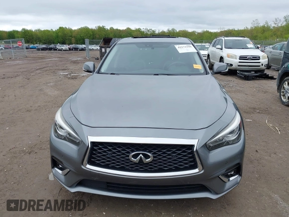2019 Infiniti Q50 Luxe with VIN JN1EV7AR6KM550265, listed as a IAAI auction lot 42171598 with 56,612 mi miles and . Bid and sale history available at DreamBid. Image 12.