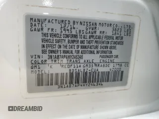 2017 Nissan Sentra S with VIN 3N1AB7AP4HY246346, listed as a Copart auction lot 51234775 with Not Provided miles and Salvage Title. Bid and sale history available at carsss.com. Image 13.