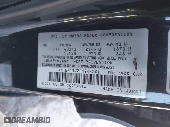 2015 Mazda 3 i SV with VIN JM1BM1T72F1244201, listed as a IAAI auction lot 41425492 with 151,362 mi miles and . Bid and sale history available at carsss.com. Image 9.