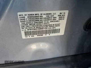 2016 Honda Pilot EX-L with VIN 5FNYF6H51GB007135, listed as a Copart auction lot 52606045 with 99,622 mi miles and Salvage Title. Bid and sale history available at DreamBid. Image 15.