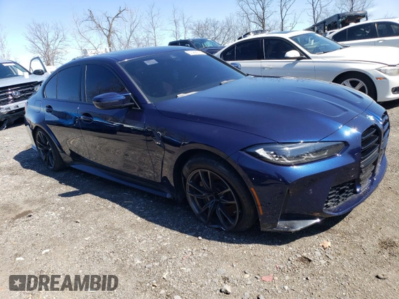 2022 BMW M3 with VIN WBS53AY08NFM32792, listed as a Copart auction lot 51468675 with 26,040 mi miles and Salvage Title. Bid and sale history available at carsss.com. Image 4.