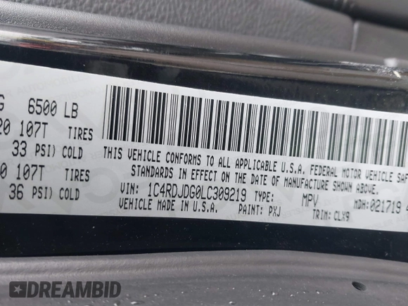 2020 Dodge Durango GT Plus z VIN 1C4RDJDG0LC309219, wystawiony jako IAAI lot #41473589 z przebiegiem 132 907 mil mil oraz . Historia ofert i sprzedaży dostępna na DreamBid. Obrazek 9.