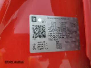 2019 Chevrolet Colorado 2WD LT with VIN 1GCGSCEA9K1315761, listed as a Copart auction lot 54943055 with 132,950 mi miles and Salvage title. Bid and sale history available at DreamBid. Image 12.