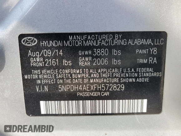 2015 Hyundai Elantra SE с VIN 5NPDH4AEXFH572829, выставлен на аукционе Copart как лот 54876855 с пробегом 151 475 миль миль и Списание • Salvage title. История ставок и продаж доступна на DreamBid. Изображение 12.