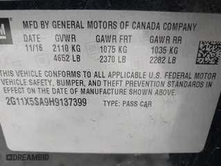 2017 Chevrolet Impala LS with VIN 2G11X5SA9H9137399, listed as a IAAI auction lot 41265955 with 244,316 mi miles. Bid and sale history available at carsss.com. Image 9.