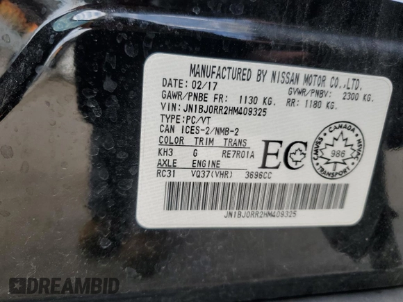 2017 Infiniti QX50 with VIN JN1BJ0RR2HM409325, listed as a Copart auction lot 53373705 with 91,013 mi miles and Salvage title. Bid and sale history available at DreamBid. Image 16.