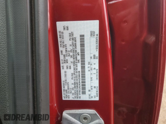 2017 Ford Escape Titanium with VIN 1FMCU9J93HUD96038, listed as a Copart auction lot 52188185 with 65,441 mi miles and Salvage Title. Bid and sale history available at carsss.com. Image 14.