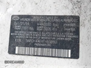 2015 Hyundai Elantra SE z VIN 5NPDH4AEXFH601861, wystawiony jako IAAI lot #41965695 z przebiegiem 100 639 mil mil oraz . Historia ofert i sprzedaży dostępna na DreamBid. Obrazek 9.