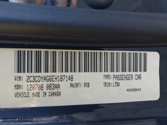 2014 Dodge Challenger SXT with VIN 2C3CDYAG6EH187148, listed as a IAAI auction lot 41272492 with 168,225 mi miles. Bid and sale history available at carsss.com. Image 9.