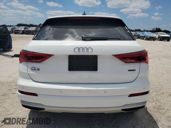 2021 Audi Q3 Premium with VIN WA1AUCF39M1133071, listed as a Copart auction lot 53138115 with 21,639 mi miles and Salvage Title. Bid and sale history available at carsss.com. Image 6.