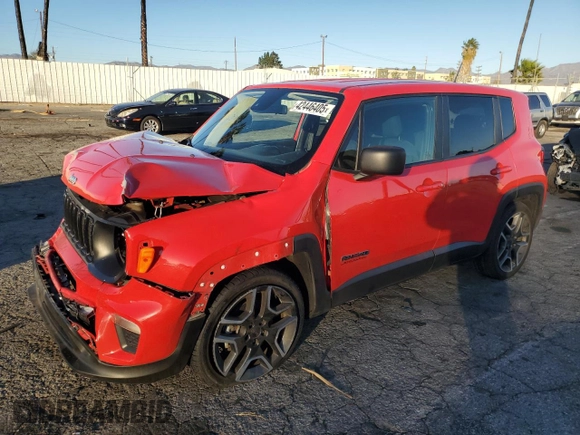 2021 Jeep Renegade Jeepster with VIN ZACNJCAB0MPM48918, listed as a Copart auction lot 42446405 with 53,186 mi miles and Salvage title. Bid and sale history available at DreamBid. Image 1.